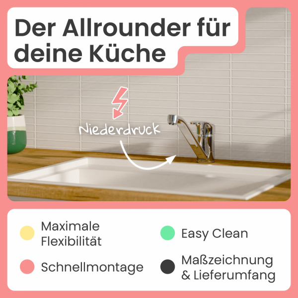 Küchenarmatur Vera | Verbrühschutz & 360° schwenkbar | instmaier