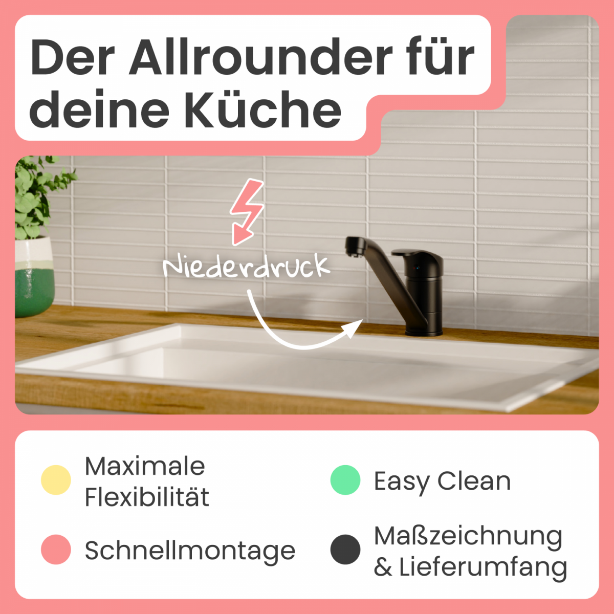 Küchenarmatur Vera in Schwarz | instmaier