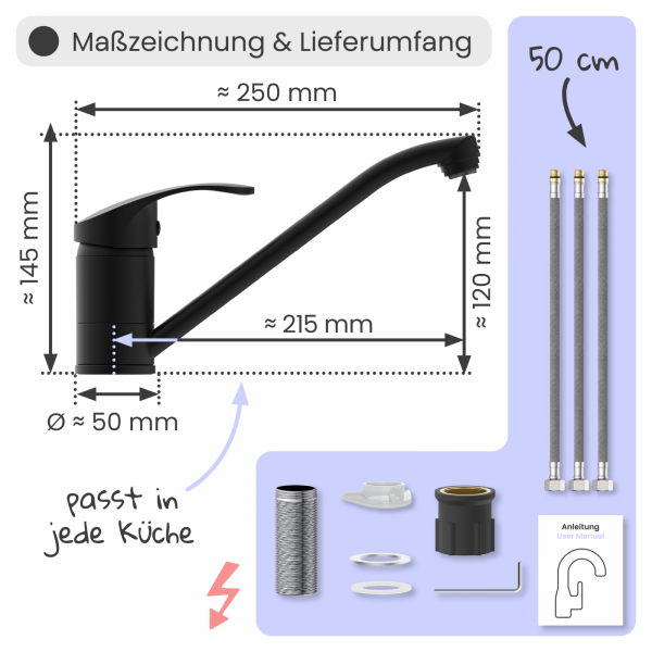 Küchenarmatur Vera in Schwarz | instmaier