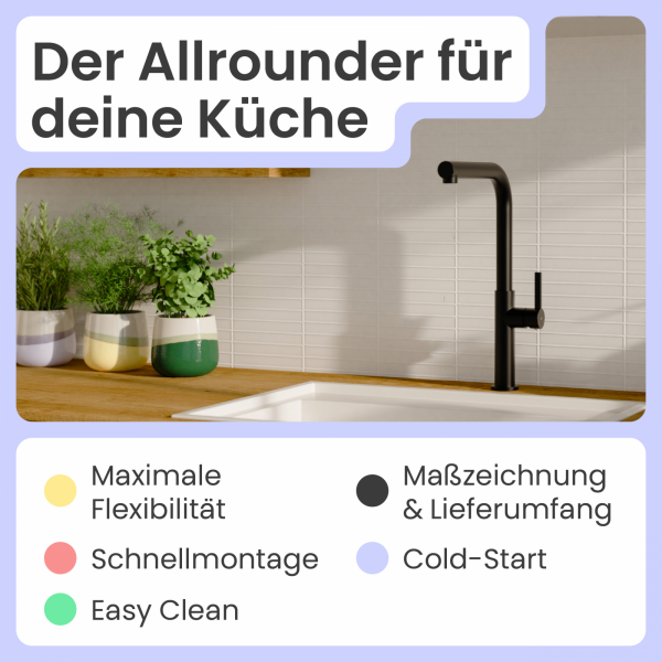 Küchenarmatur Cassia | Ausziehbar & 360° schwenkbar | instmaier