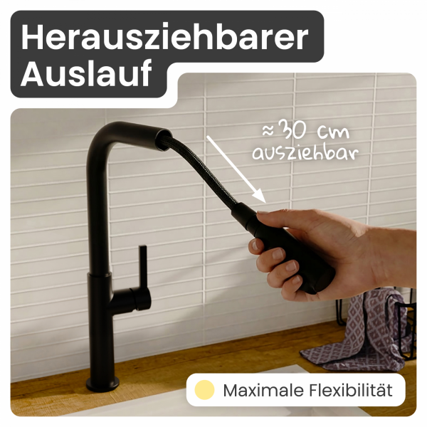 Küchenarmatur Cassia | Ausziehbar & 360° schwenkbar | instmaier