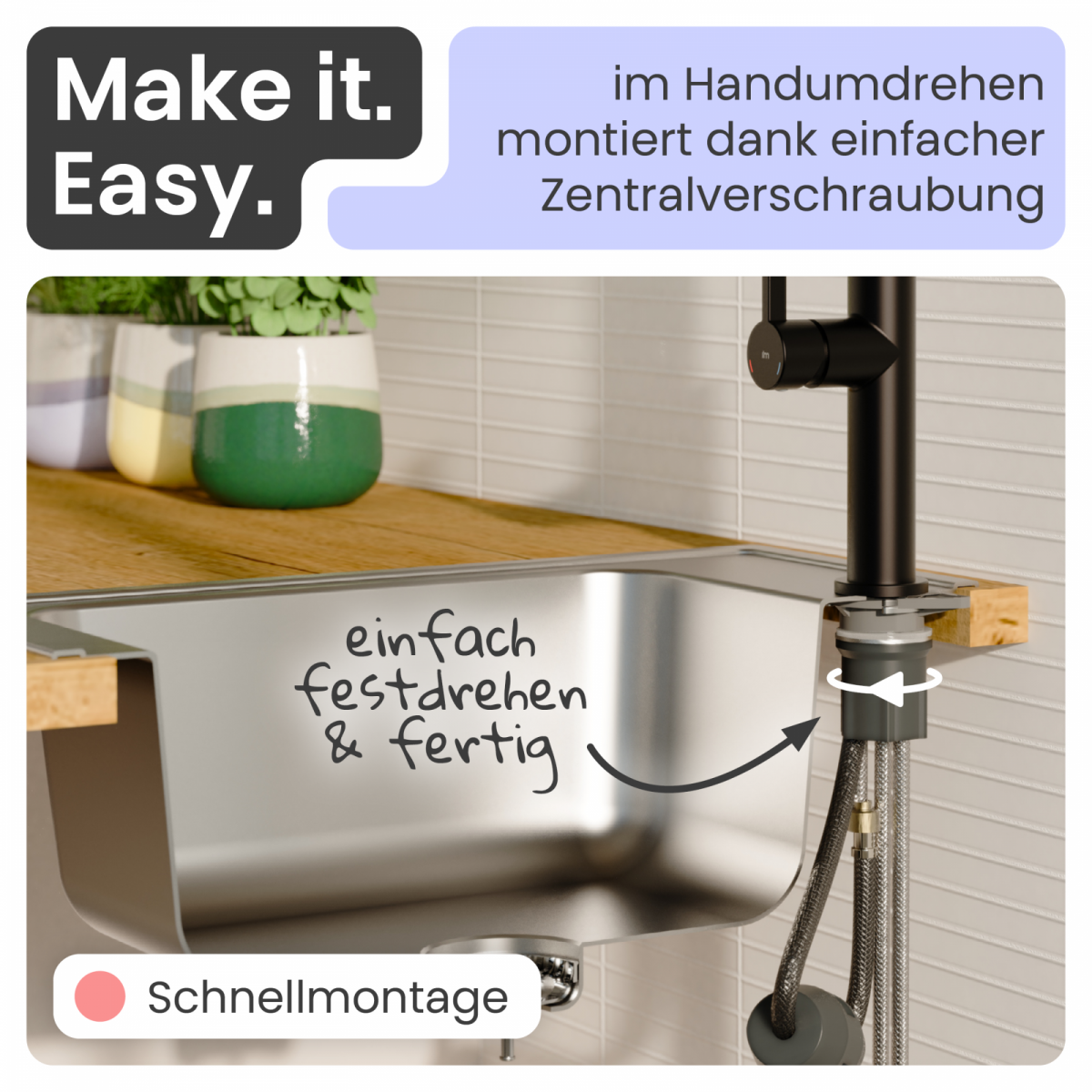 Küchenarmatur Cassia | Ausziehbar & 360° schwenkbar | instmaier