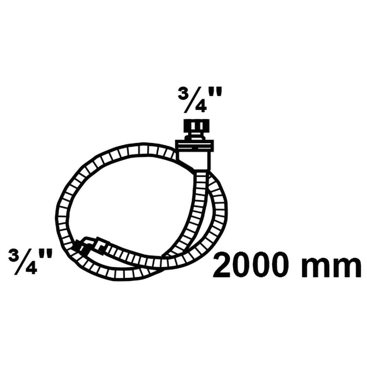 WAS Sicherheits-Zulaufschlauch, 3/4"IG x 2 m x 3/4"IG, 10bar/90°C"