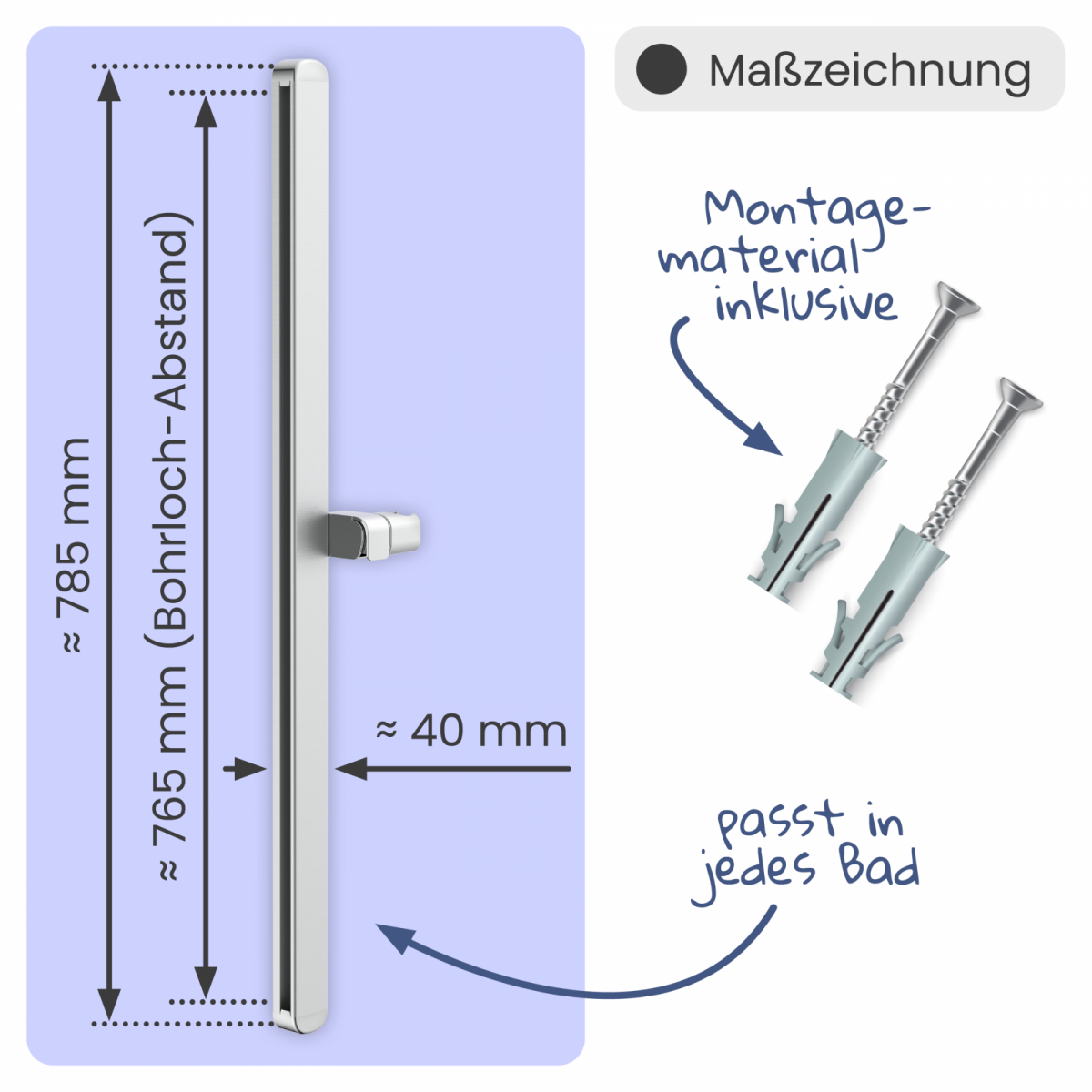Duschstange Cleo (Chrom) | inkl. Montageset | instmaier