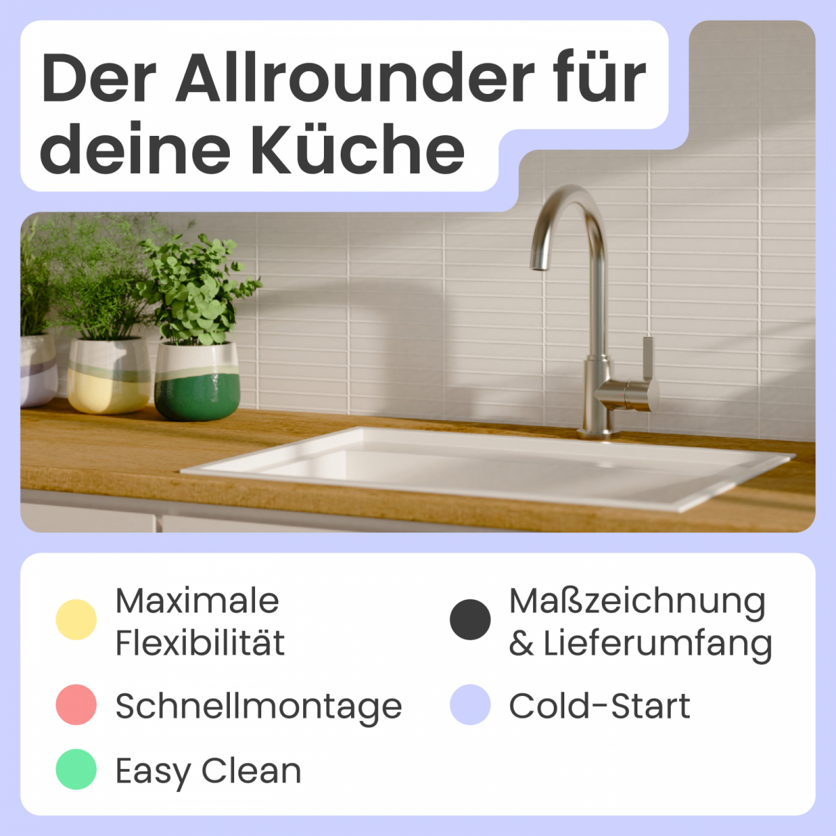Küchenarmatur Leona | Verbrühschutz & 360° schwenkbar | instmaier