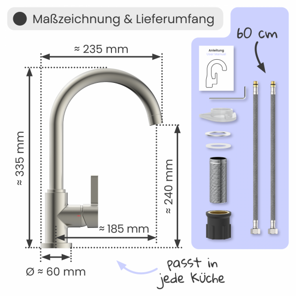 Küchenarmatur Leona | Verbrühschutz & 360° schwenkbar | instmaier