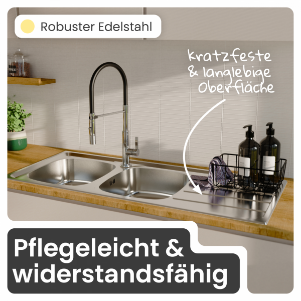 Edelstahlspüle Katharina mit Abtropffläche | instmaier