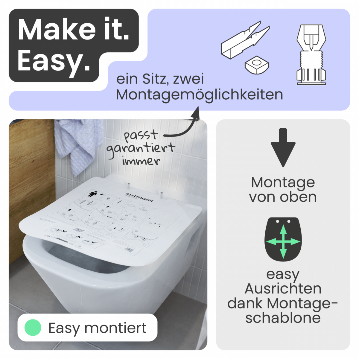 WC-Sitz Helma | Absenkautomatik & Schnellverschluss | instmaier