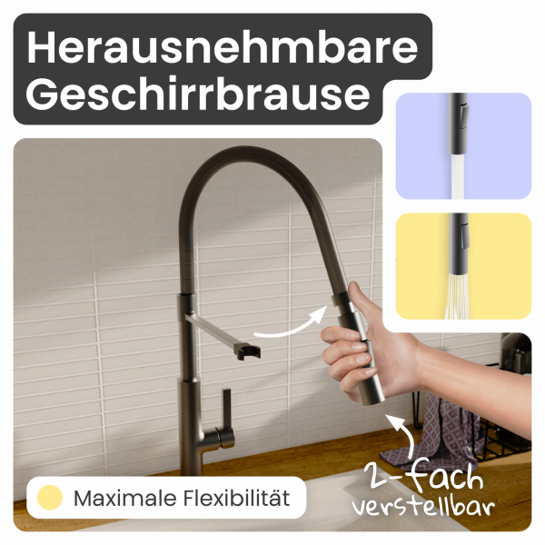 Küchenarmatur Nova | 2 Strahlarten & 360° schwenkbar | instmaier