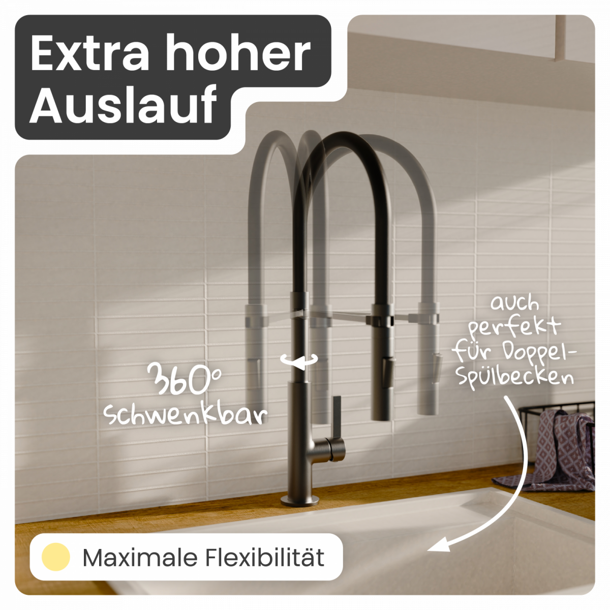Küchenarmatur Nova | 2 Strahlarten & 360° schwenkbar | instmaier