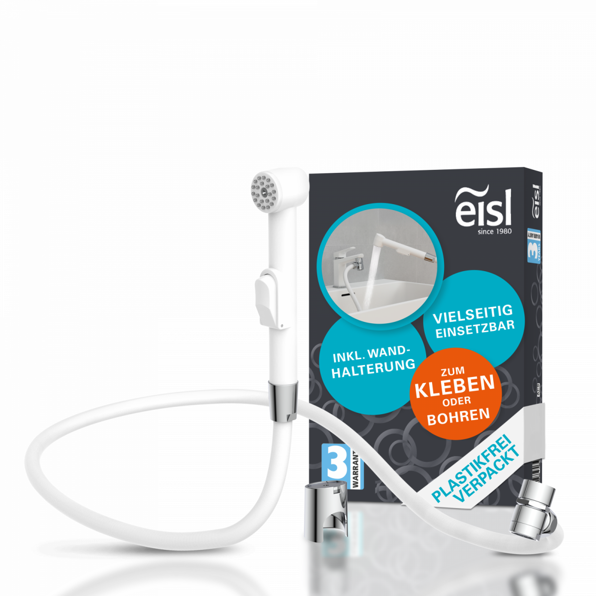 Waschbecken Handbrause, Bidet Handbrause, mit Wandhalterung und Brauseschlauch, Weiß