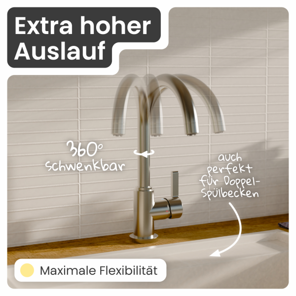 Küchenarmatur Leona | Verbrühschutz & 360° schwenkbar | instmaier