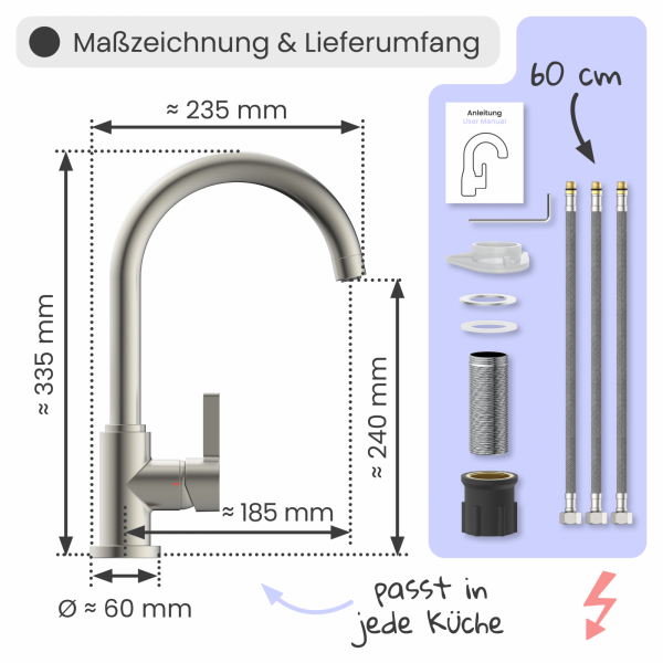Küchenarmatur Leona | Verbrühschutz & 360° schwenkbar | instmaier