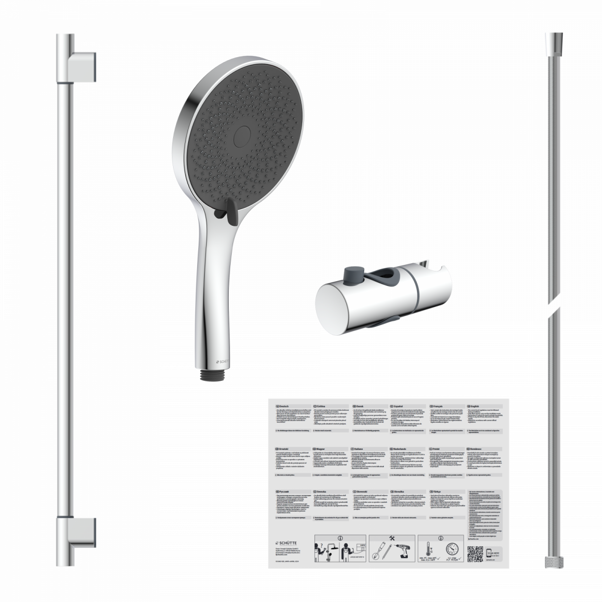 CAPRI Stangenbrauseset • Chrom/Anthrazit