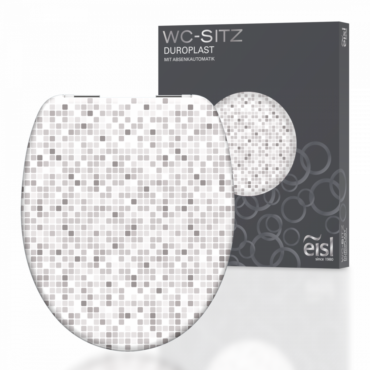 Duroplast WC-Sitz MOSAIK GRAU, mit Absenkautomatik