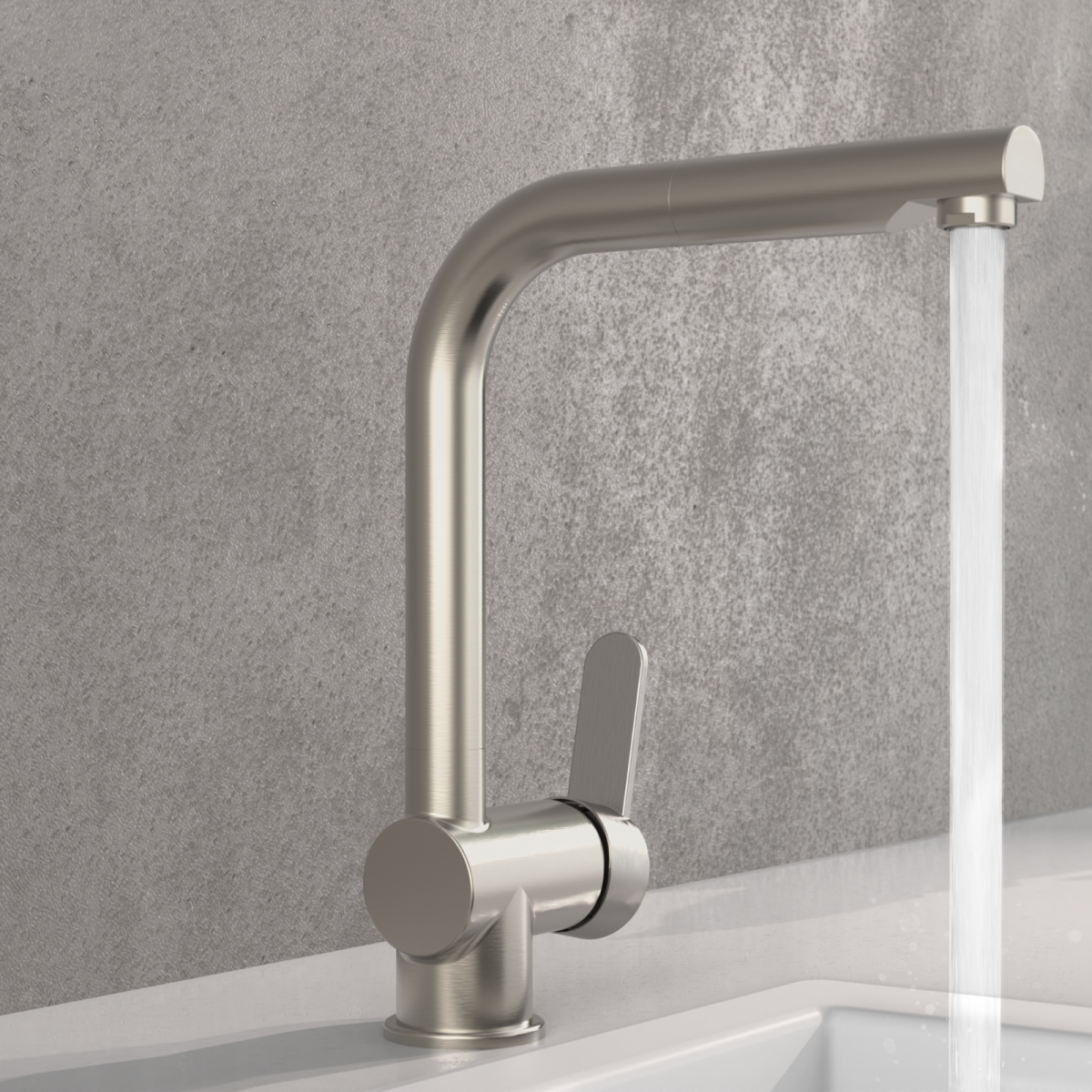 LONDON Spültischarmatur, Edelstahloptik, mit herausziehbarem Auslauf