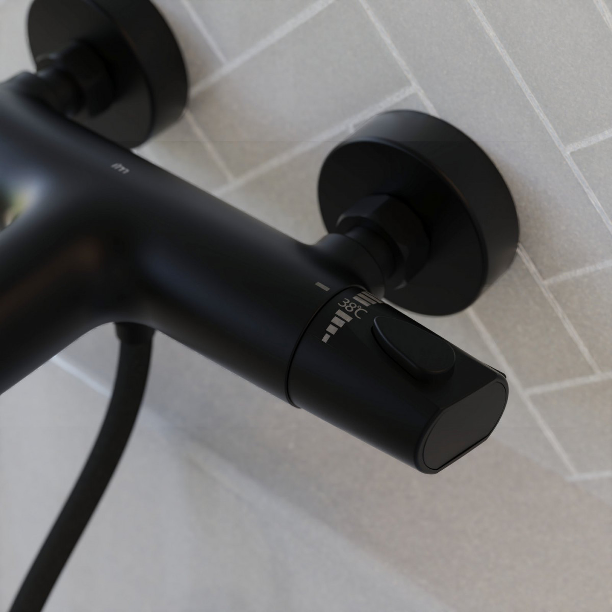 Badewannenarmatur Beatrice, in Schwarz matt mit Thermostat