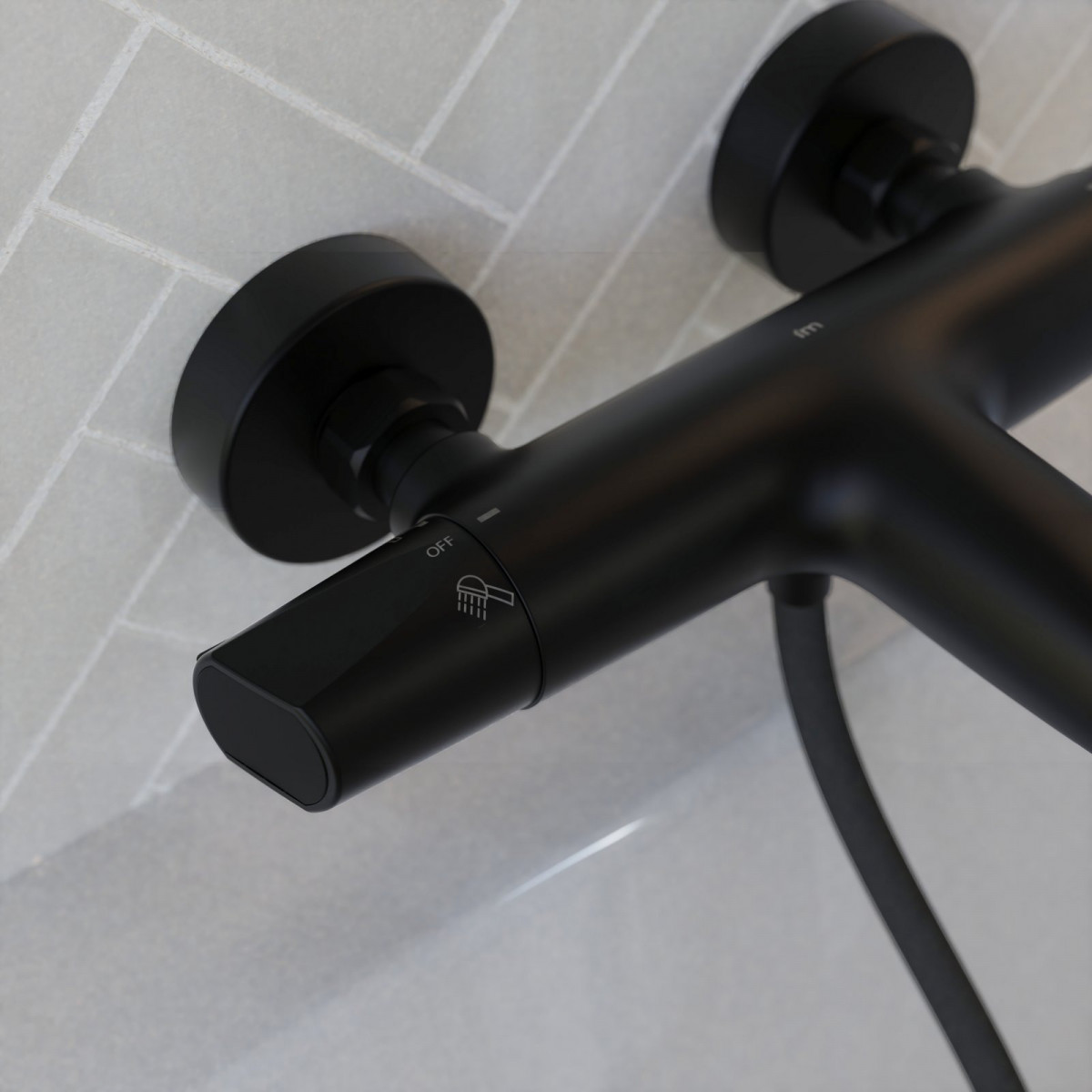 Badewannenarmatur Beatrice, in Schwarz matt mit Thermostat