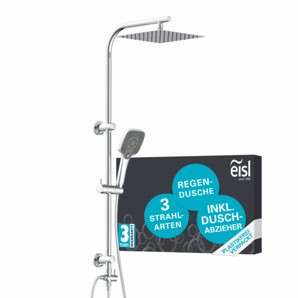 Überkopf-Brauseset EASY DELUXE, Regendusche, großer Duschkopf, Chrom