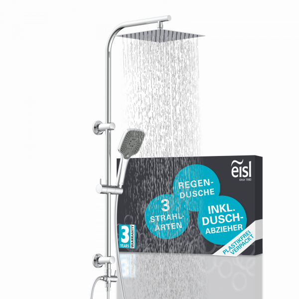Überkopf-Brauseset EASY DELUXE, Regendusche, großer Duschkopf, Chrom