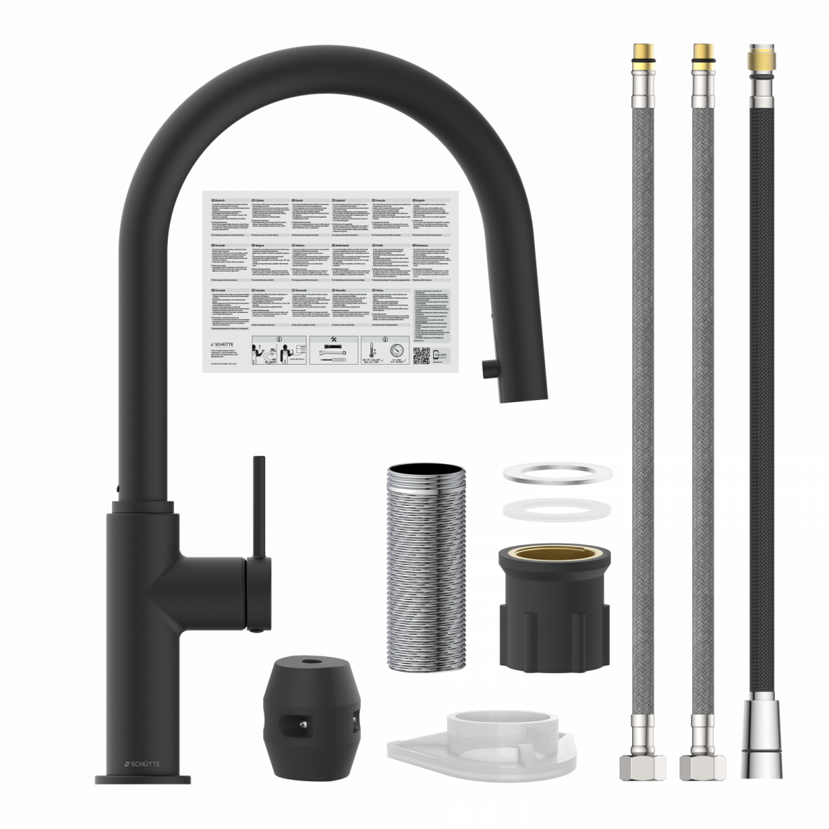 BLACKPOOL Spültischarmatur, Schwarz matt, mit herausziehbarem Auslauf