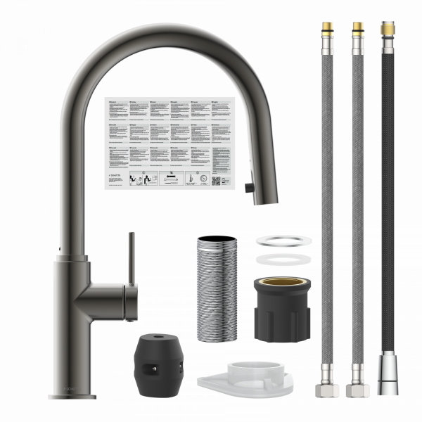BLACKPOOL Spültischarmatur, Graphit matt, mit herausziehbarem Auslauf