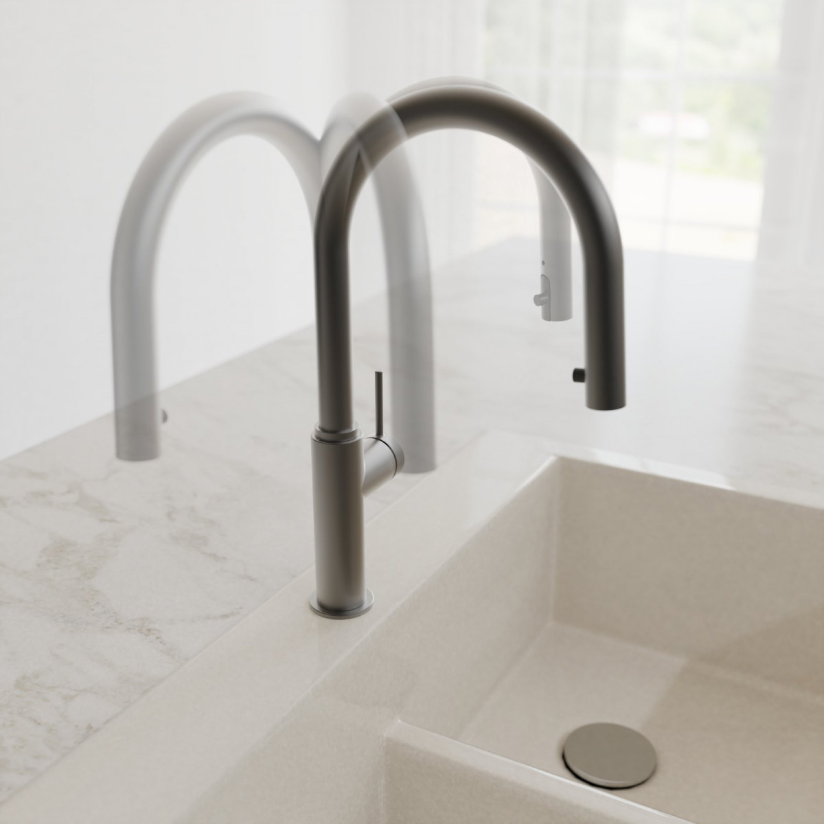 BLACKPOOL Spültischarmatur, Graphit matt, mit herausziehbarem Auslauf