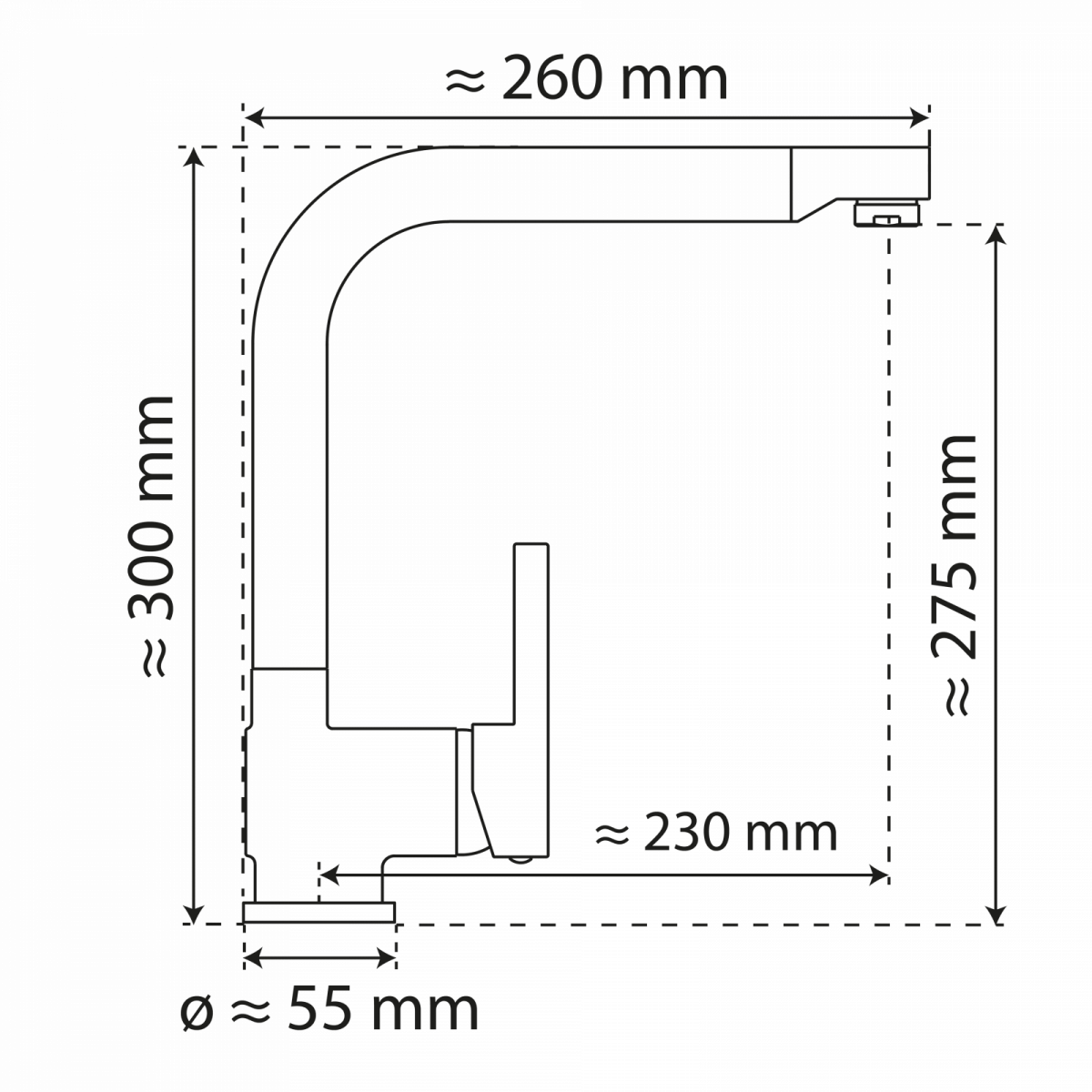 WK 4 in Edelstahloptik, Küchenarmatur mit zeitlosem L-Auslauf