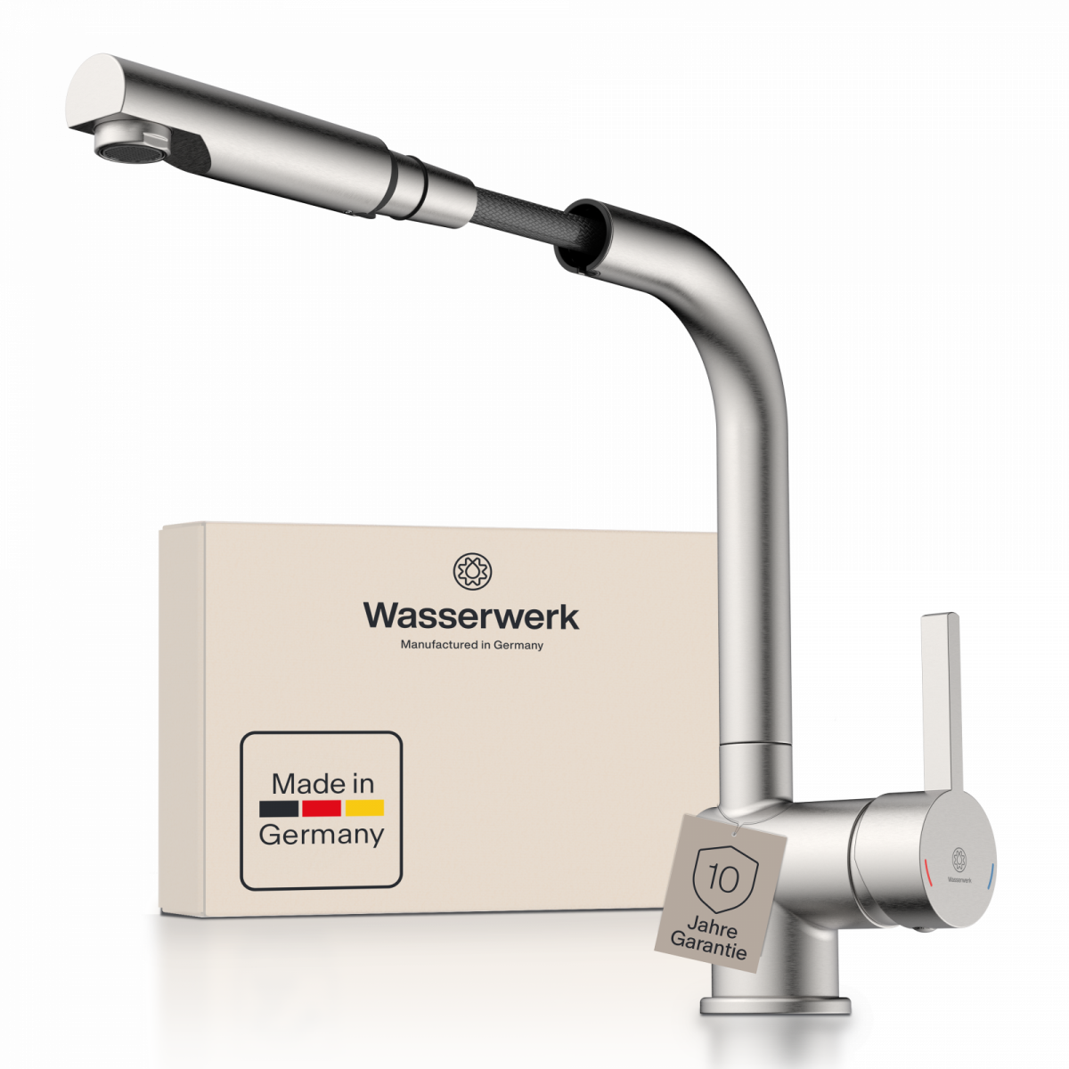 WK 4 Pro in Edelstahloptik, Küchenarmatur mit herausziehbarem Auslauf