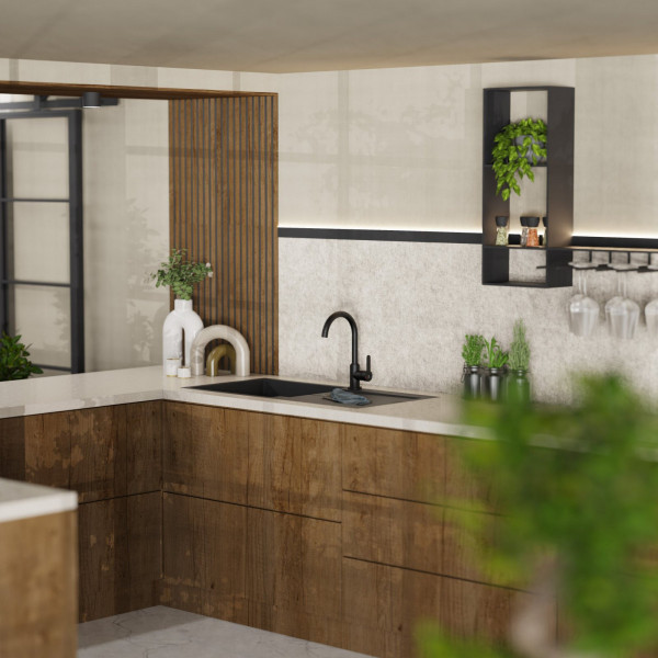 WK 5 in Schwarz, Küchenarmatur mit klassischem Rundbogenauslauf