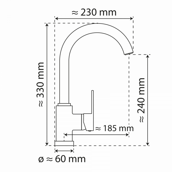 WK 5 in Schwarz, Küchenarmatur mit klassischem Rundbogenauslauf