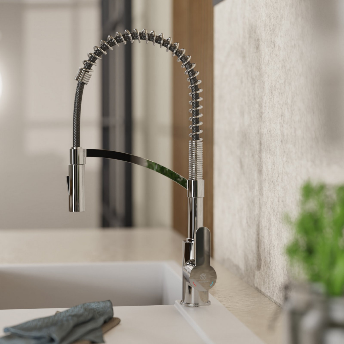 WK 3 in Chrom, Küchenarmatur mit innovativem Spiralfeder-Design