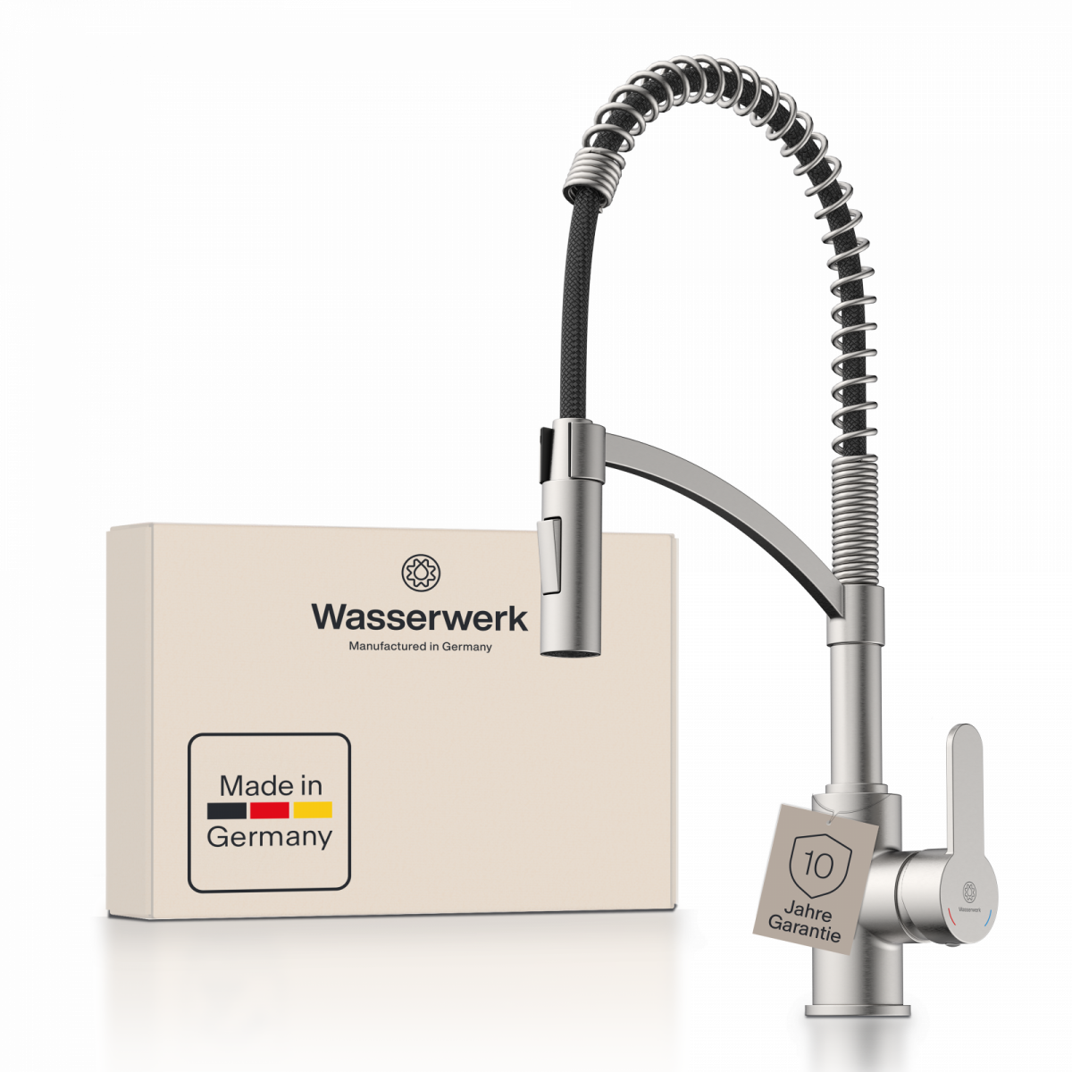 WK 3 in Edelstahloptik, Küchenarmatur mit innovativem Spiralfeder-Design