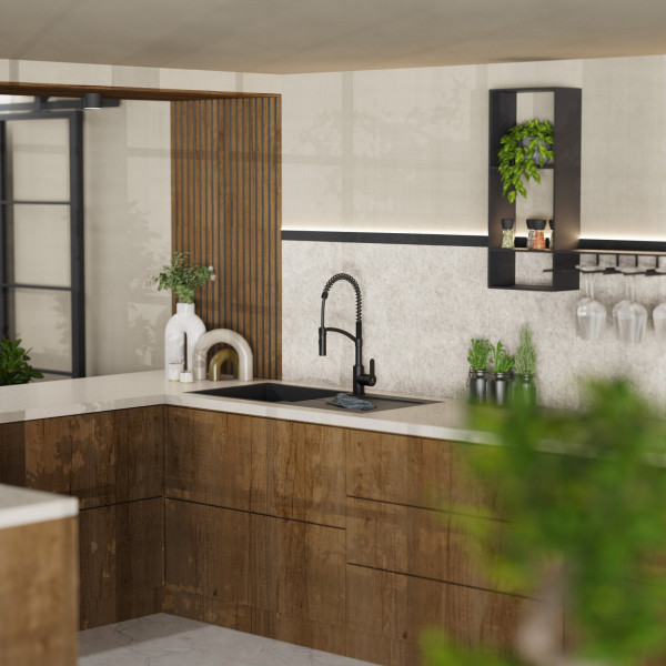 WK 3 in Schwarz, Küchenarmatur mit innovativem Spiralfeder-Design