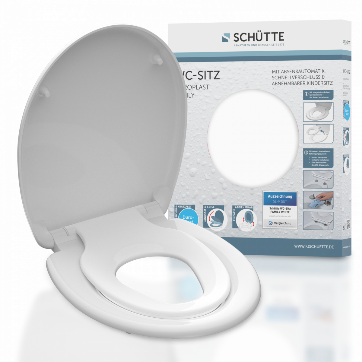 Duroplast WC-Sitz FAMILY WHITE, mit Absenkautomatik und Schnellverschluss