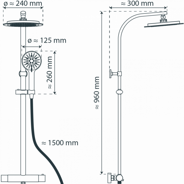 MADURA FRESH Regendusche Schwarz matt