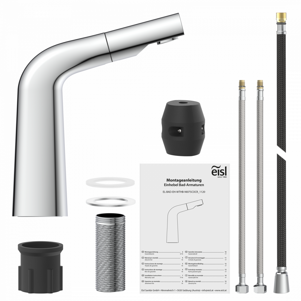 Waschtischarmatur COOL, mit herausziehbarer Haarbrause, Chrom