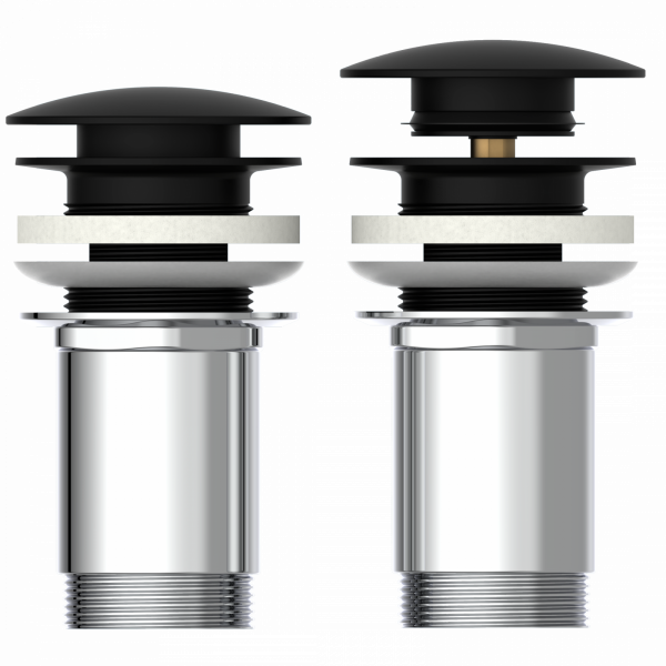 Bundle mit Badarmatur B2, Chrom/Schwarz, Ablaufgarnitur E2 in Schwarz und Flaschensiphon in Schwarz