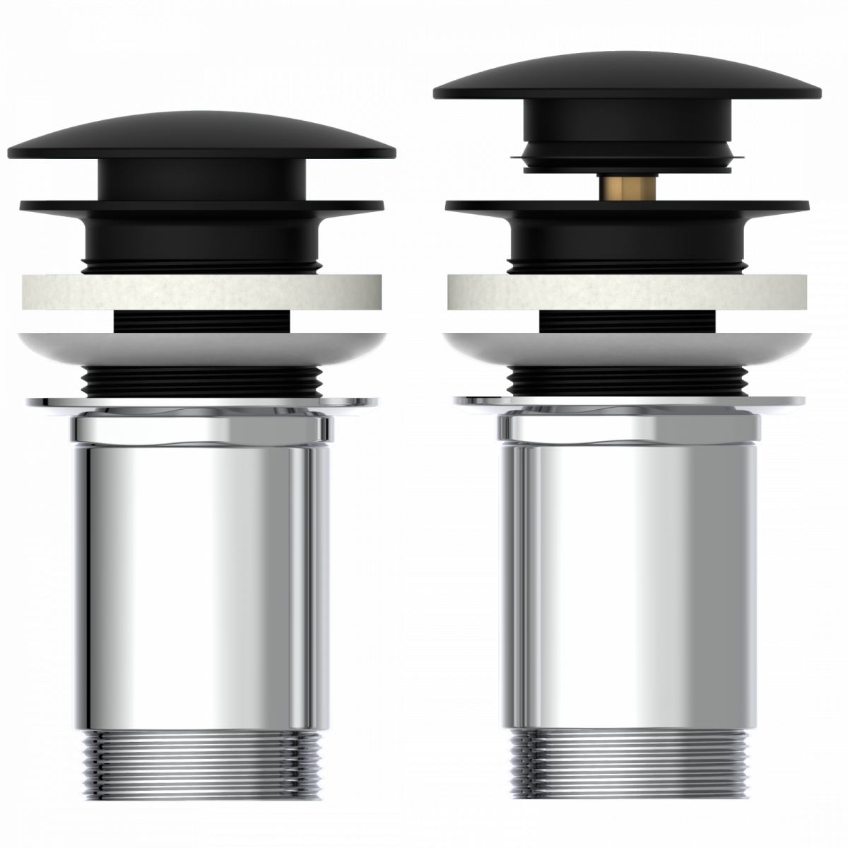 Bundle mit Badarmatur B2, Chrom/Schwarz, Ablaufgarnitur E2 in Schwarz und Flaschensiphon in Schwarz