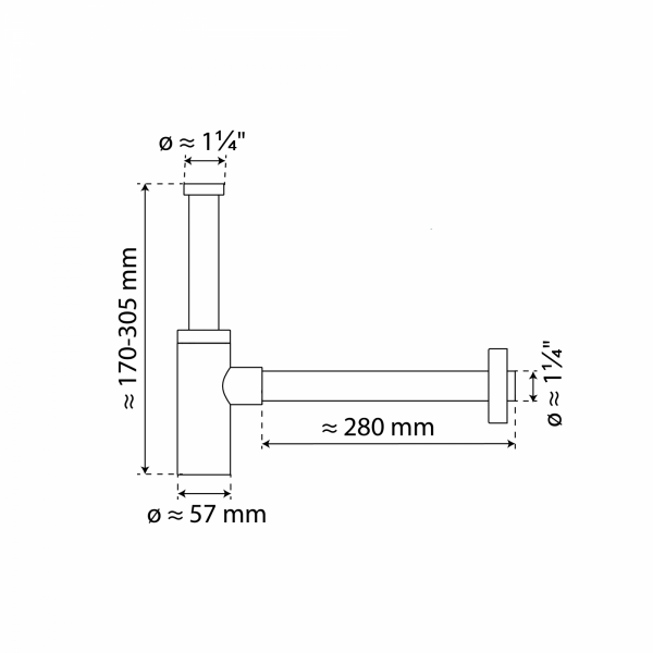 Design-Flaschensiphon, Schwarz, 1 1/4" x 32 mm"