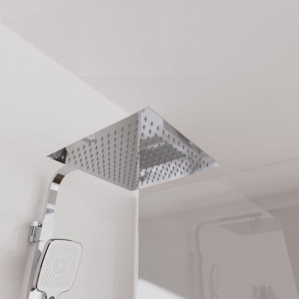 OCEAN Überkopf-Brauseset, mit Thermostatarmatur, Chrom/Weiß, mit Ablage