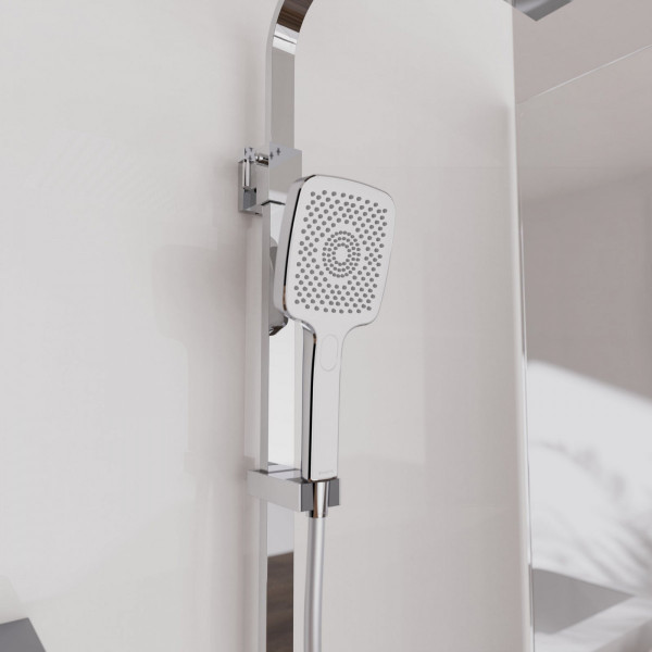 OCEAN Überkopf-Brauseset, mit Thermostatarmatur, Chrom/Weiß, mit Ablage