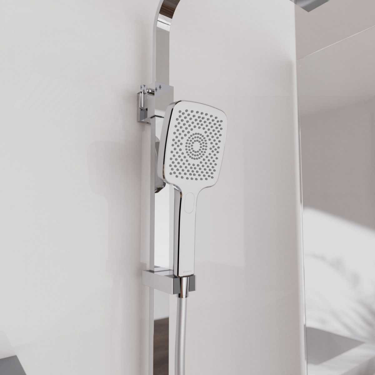 OCEAN Überkopf-Brauseset, mit Thermostatarmatur, Chrom/Weiß, mit Ablage