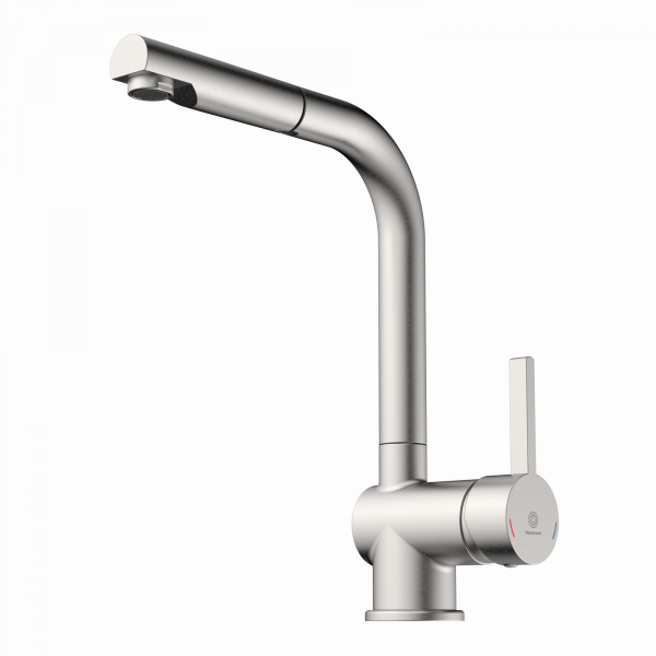 WK 4 Pro in Edelstahloptik, Küchenarmatur mit herausziehbarem Auslauf