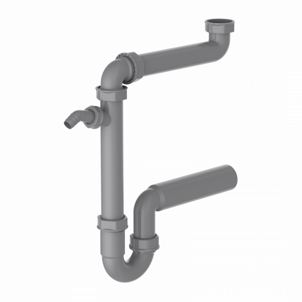 ECO-SAVE KS Raumspar-Spültisch-Röhrensiphon 50mm, Grau