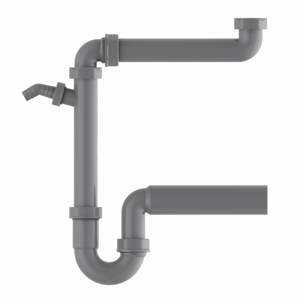 ECO-SAVE KS Raumspar-Spültisch-Röhrensiphon 50mm, Grau