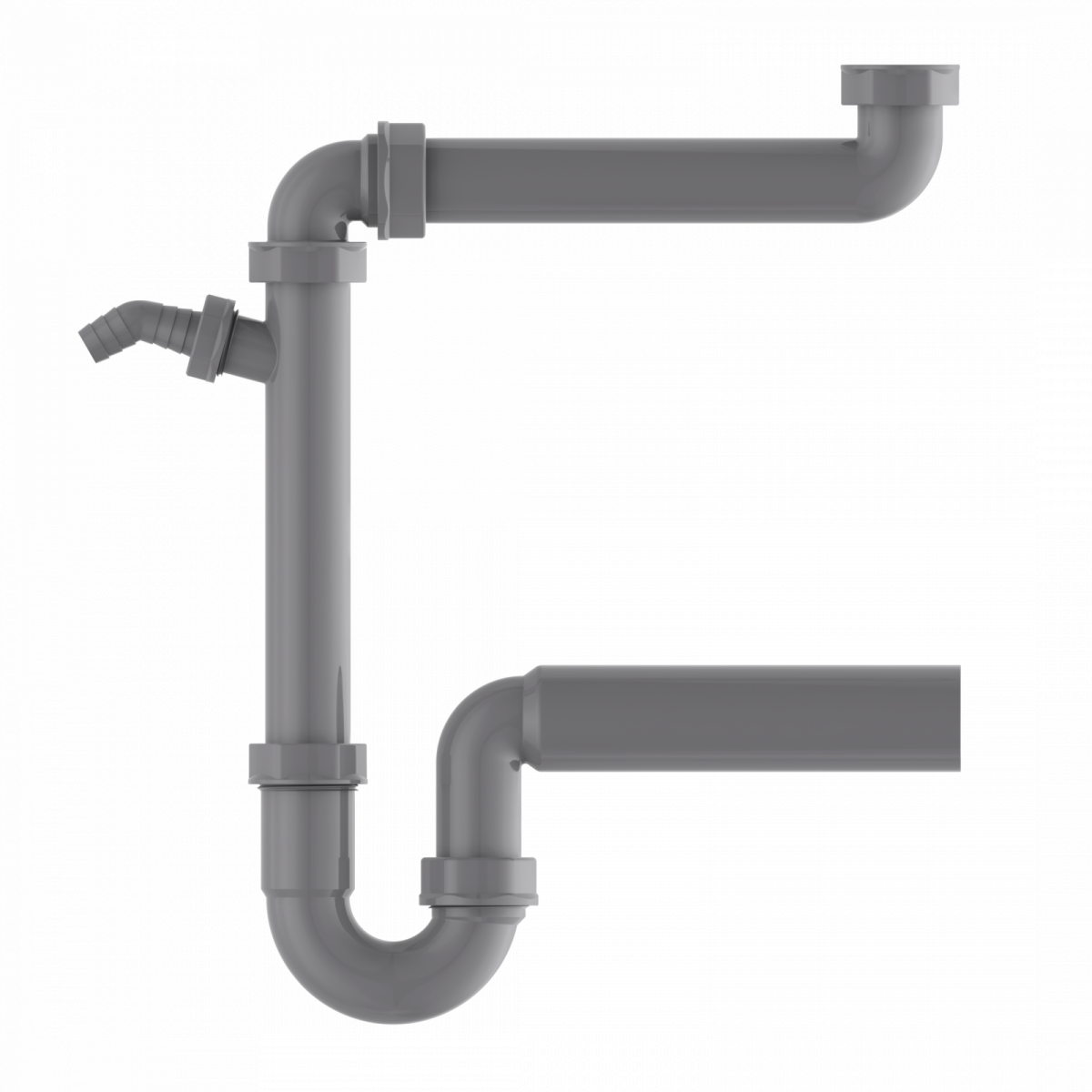 ECO-SAVE KS Raumspar-Spültisch-Röhrensiphon 50mm, Grau