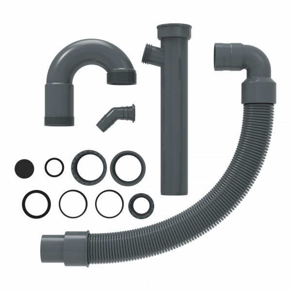 ECO-SAVE KS Flex-Spülen-Röhrensiphon, Grau