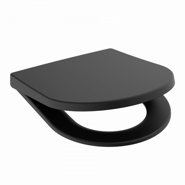 WC-Sitz Helma TÜV geprüft, in Schwarz mit Absenkautomatik und Schnellverschluss, D-Form