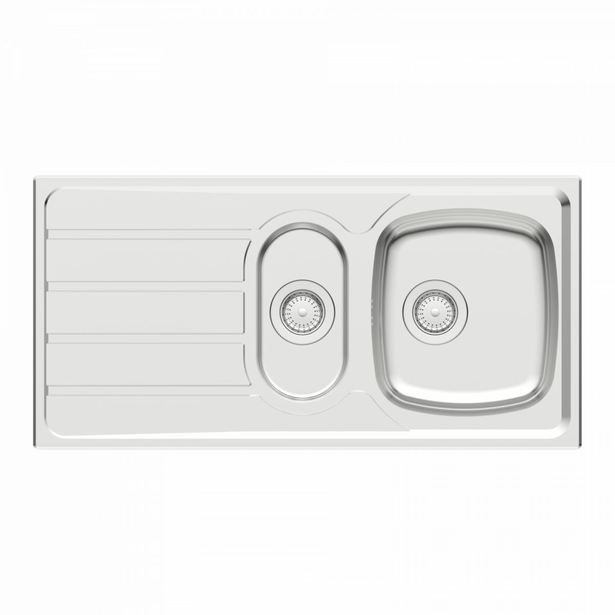 Edelstahlspüle Katharina, mit Abtropffläche und 1,5 Becken, 100 x 50 cm